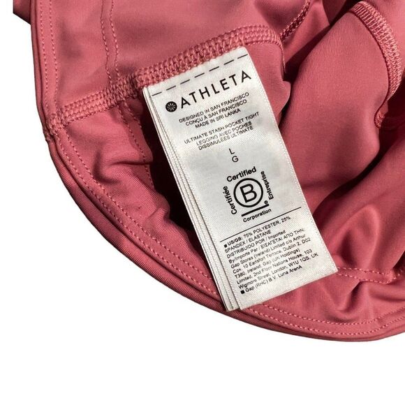 Athleta Leggings Women’s L Pink Ultimate Stash Pocket Tight Pockets 26” Crop - Picture 6 of 14